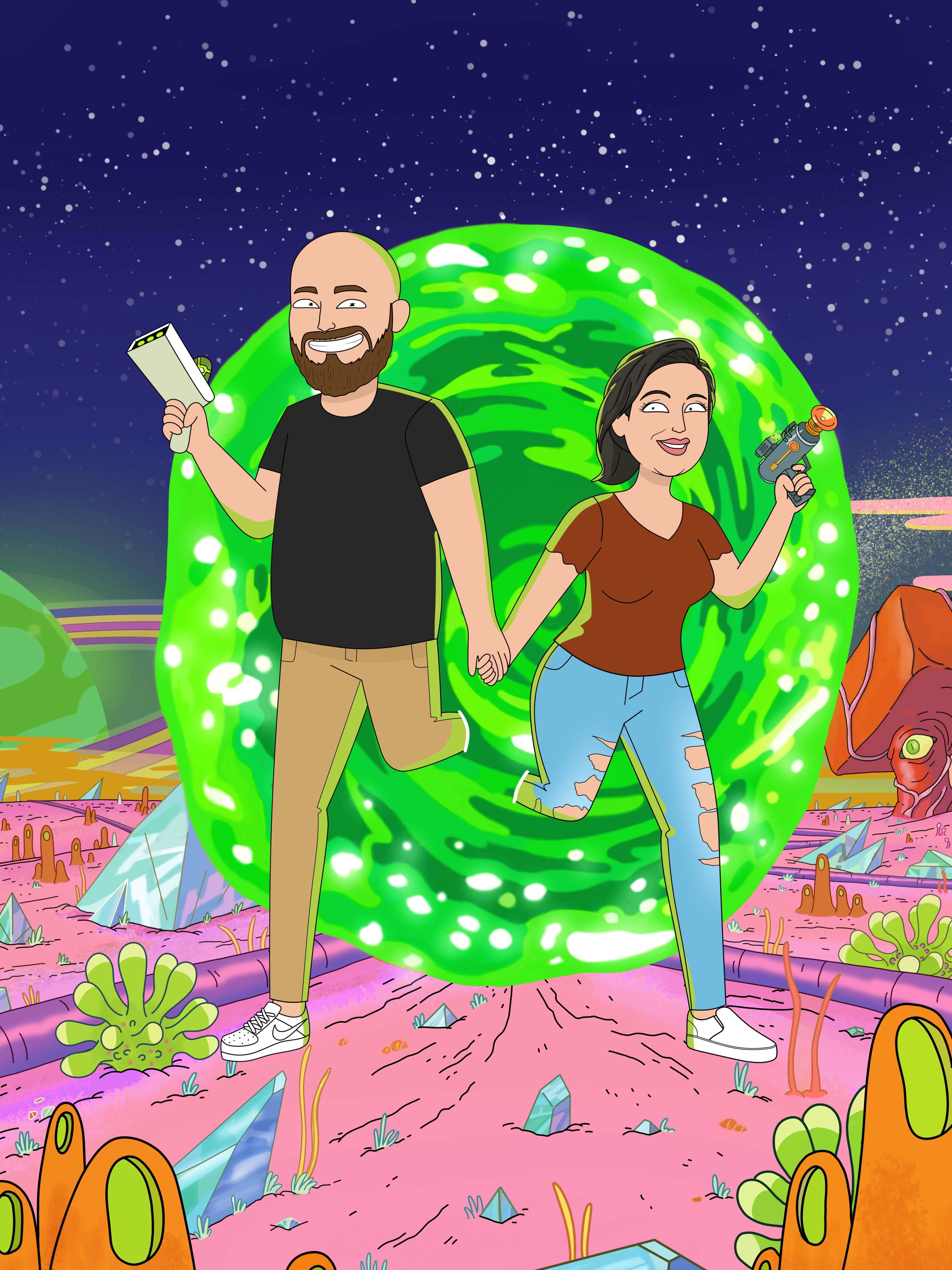 Rick and Morty Custom Portrait-Sketch Me Cartoon