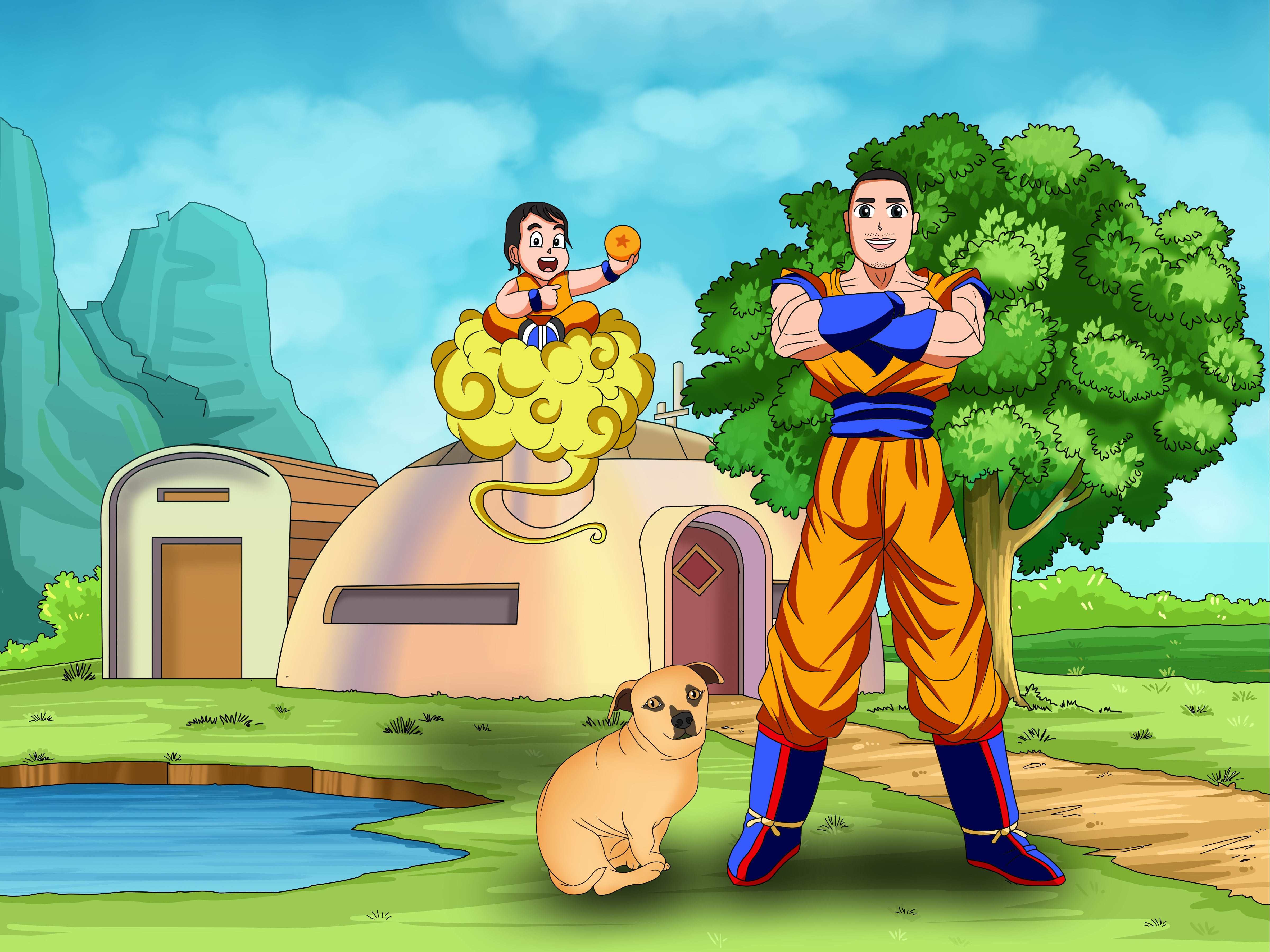 Dragon Ball Z Portrait Full Body-Sketch Me Cartoon