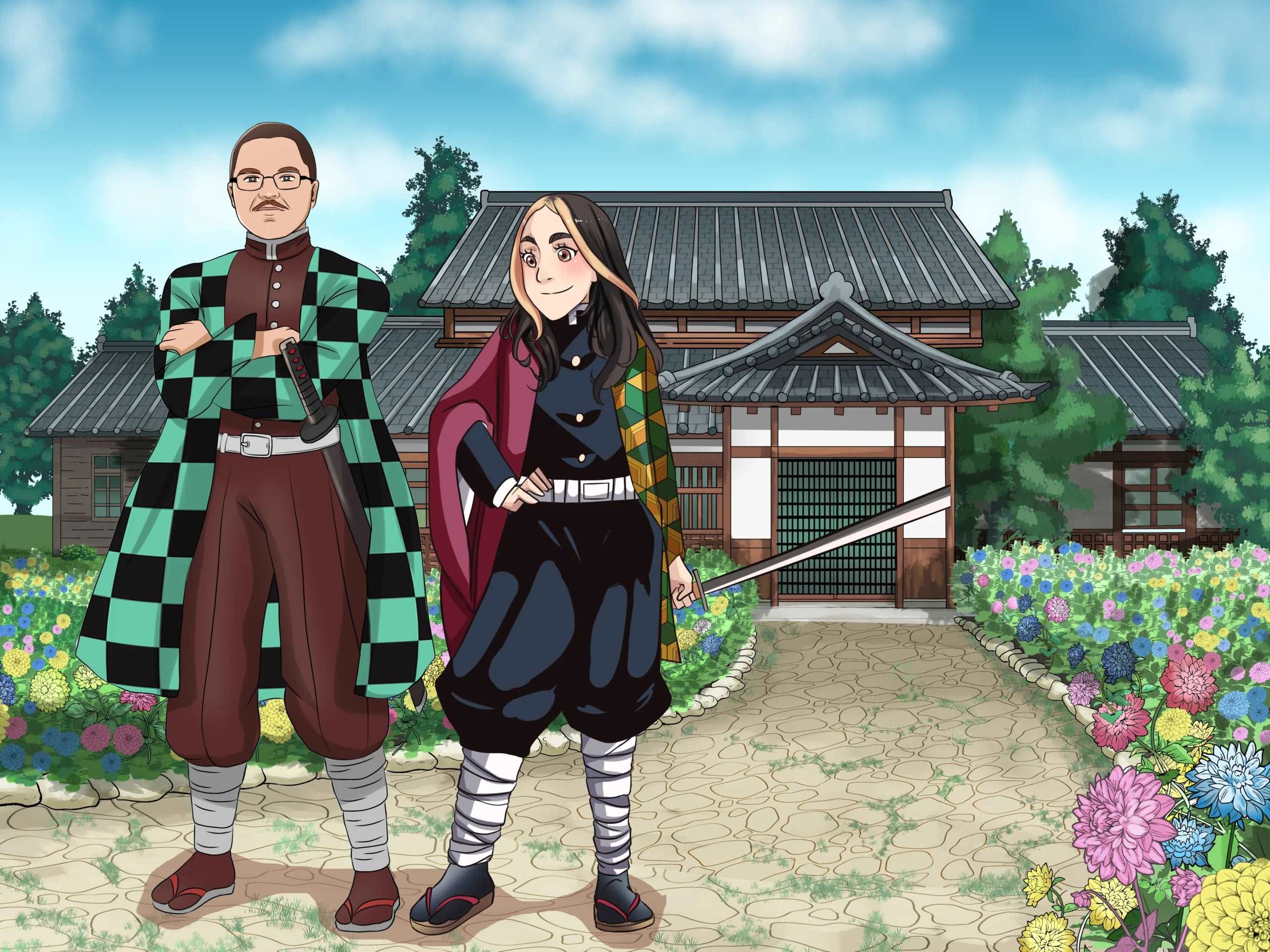 Demon Slayer Custom Portrait-Sketch Me Cartoon