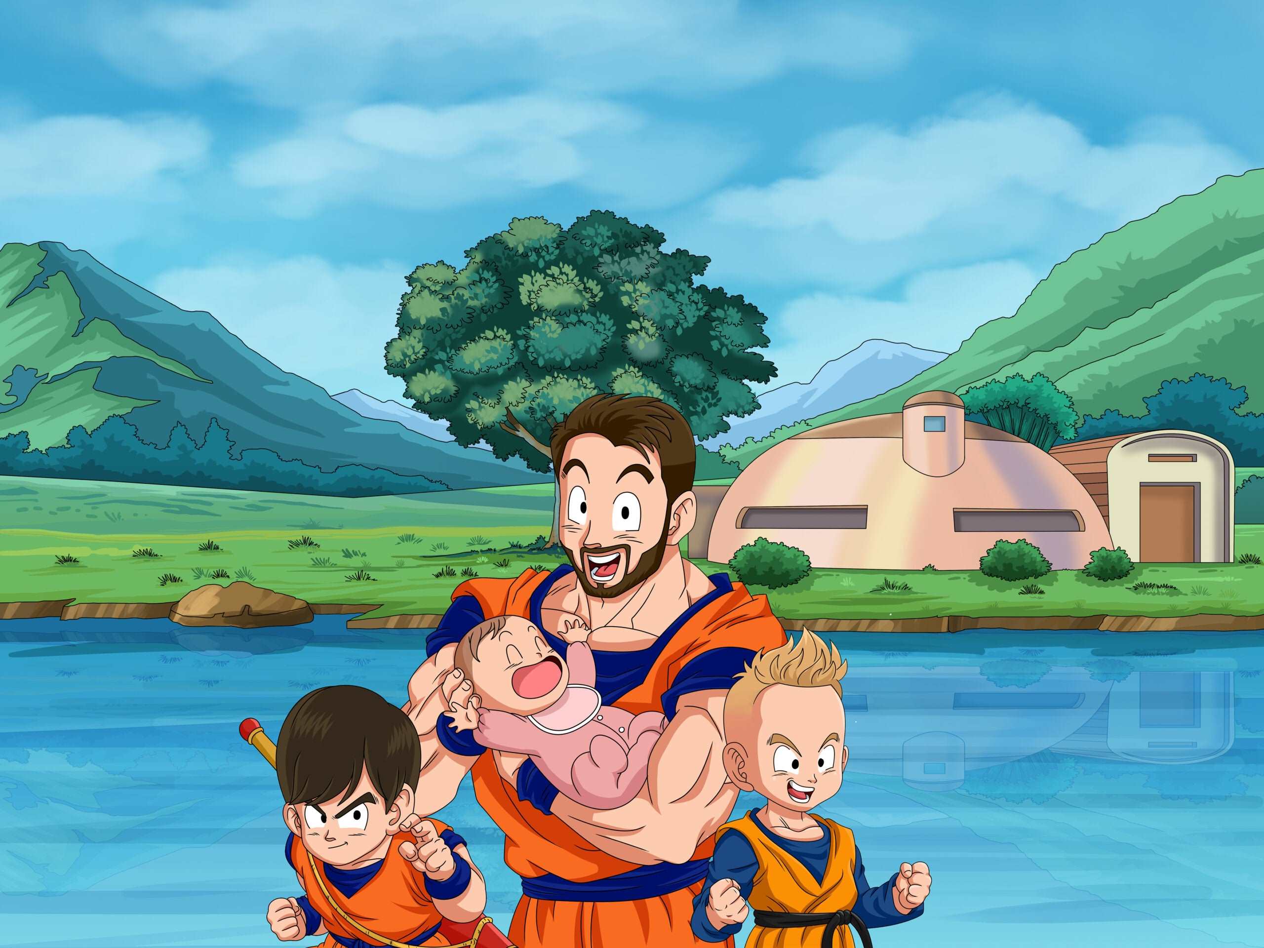 Dragon Ball Z Portrait Half Body-Sketch Me Cartoon