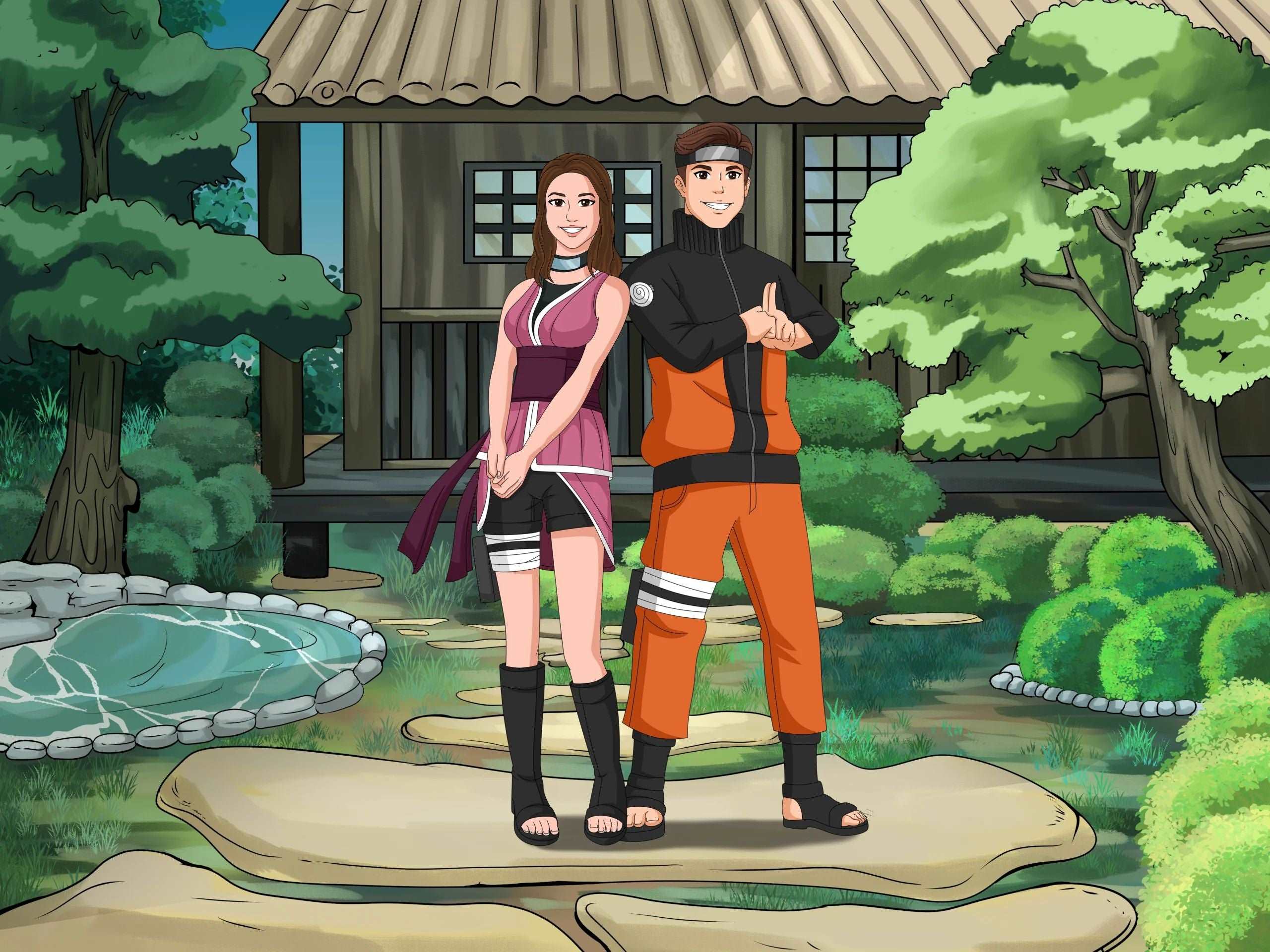 Naruto Style Custom Portrait-Sketch Me Cartoon