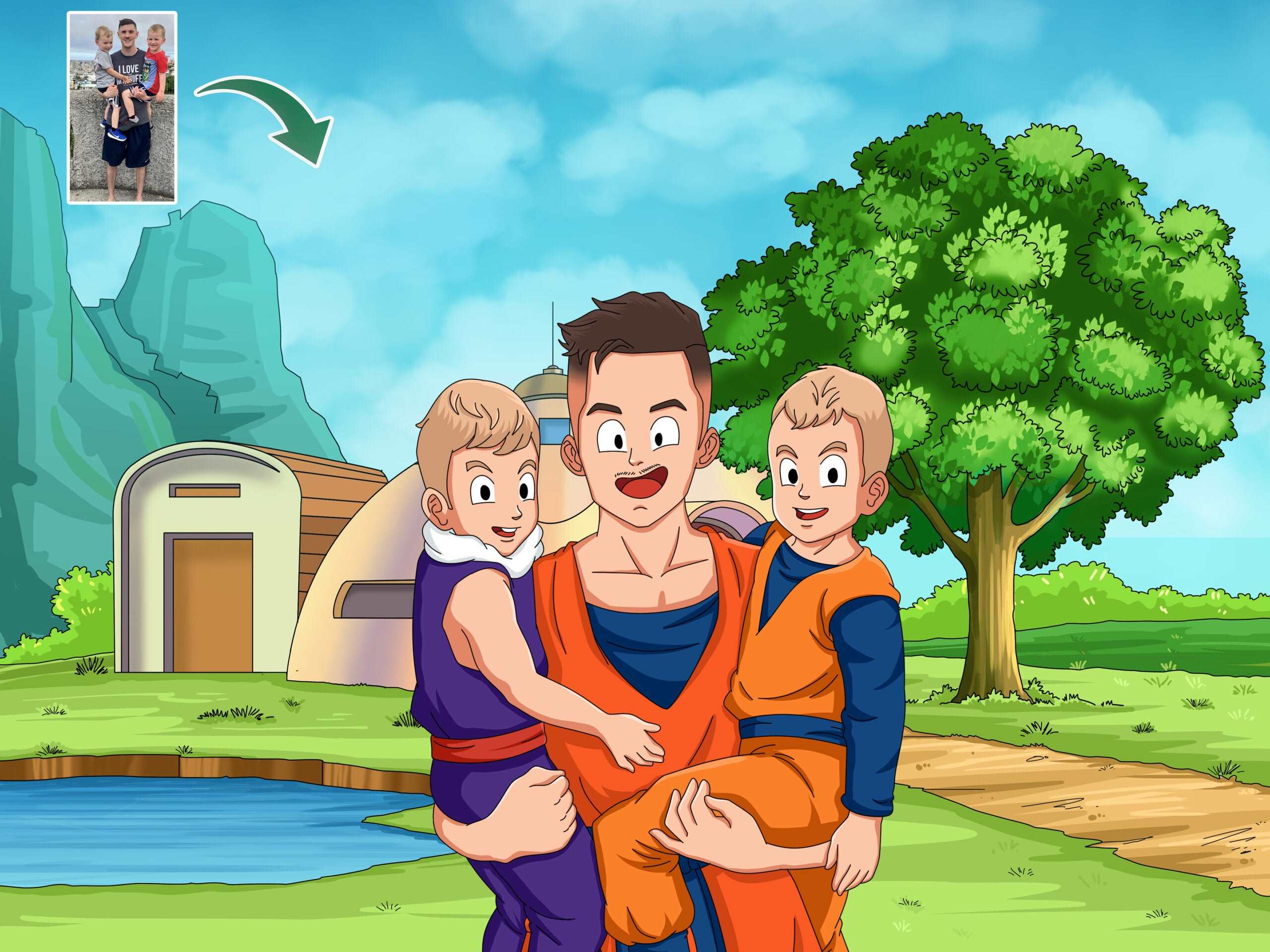 Dragon Ball Z Portrait Half Body-Sketch Me Cartoon