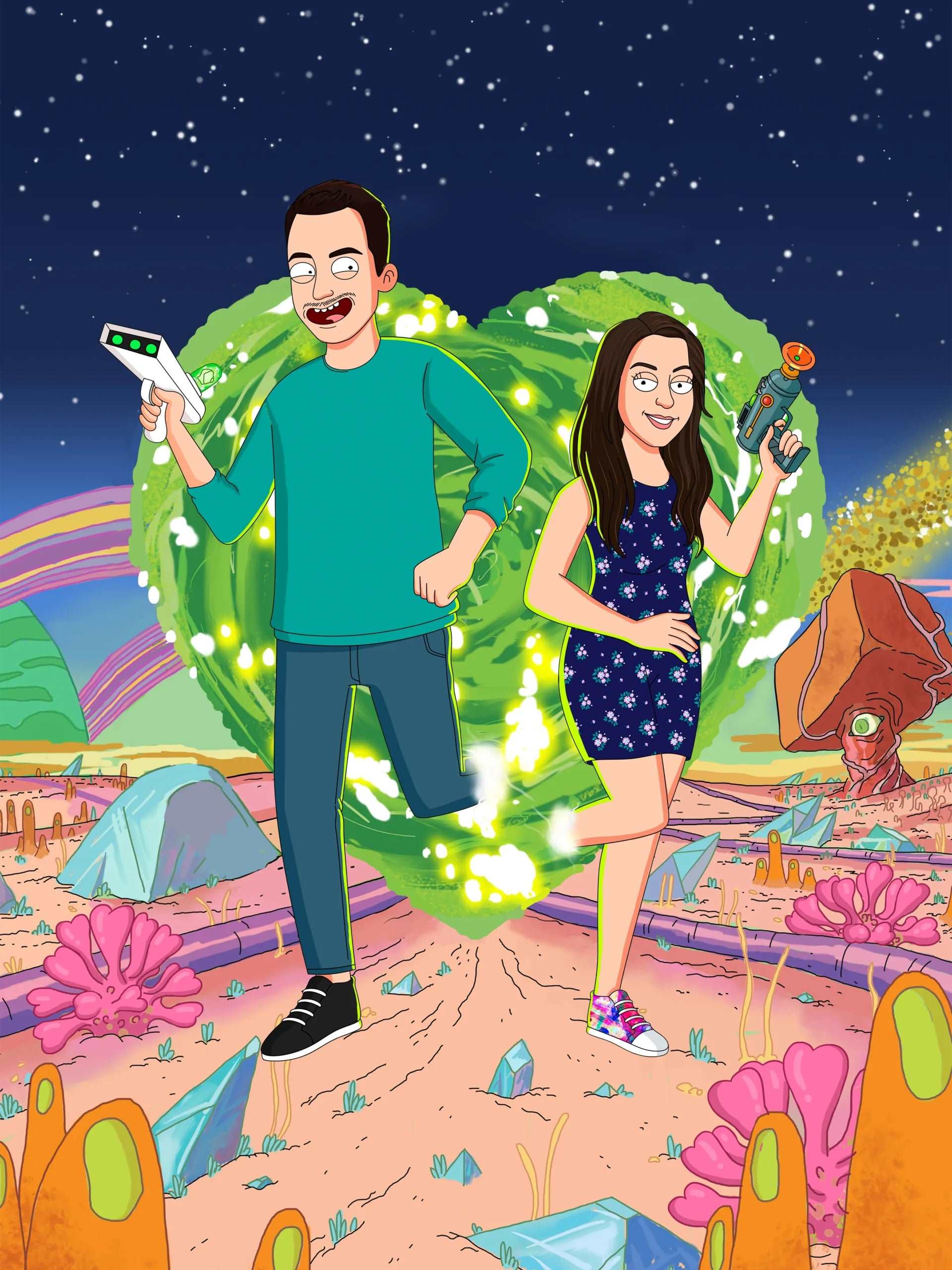 Rick and Morty Custom Portrait-Sketch Me Cartoon