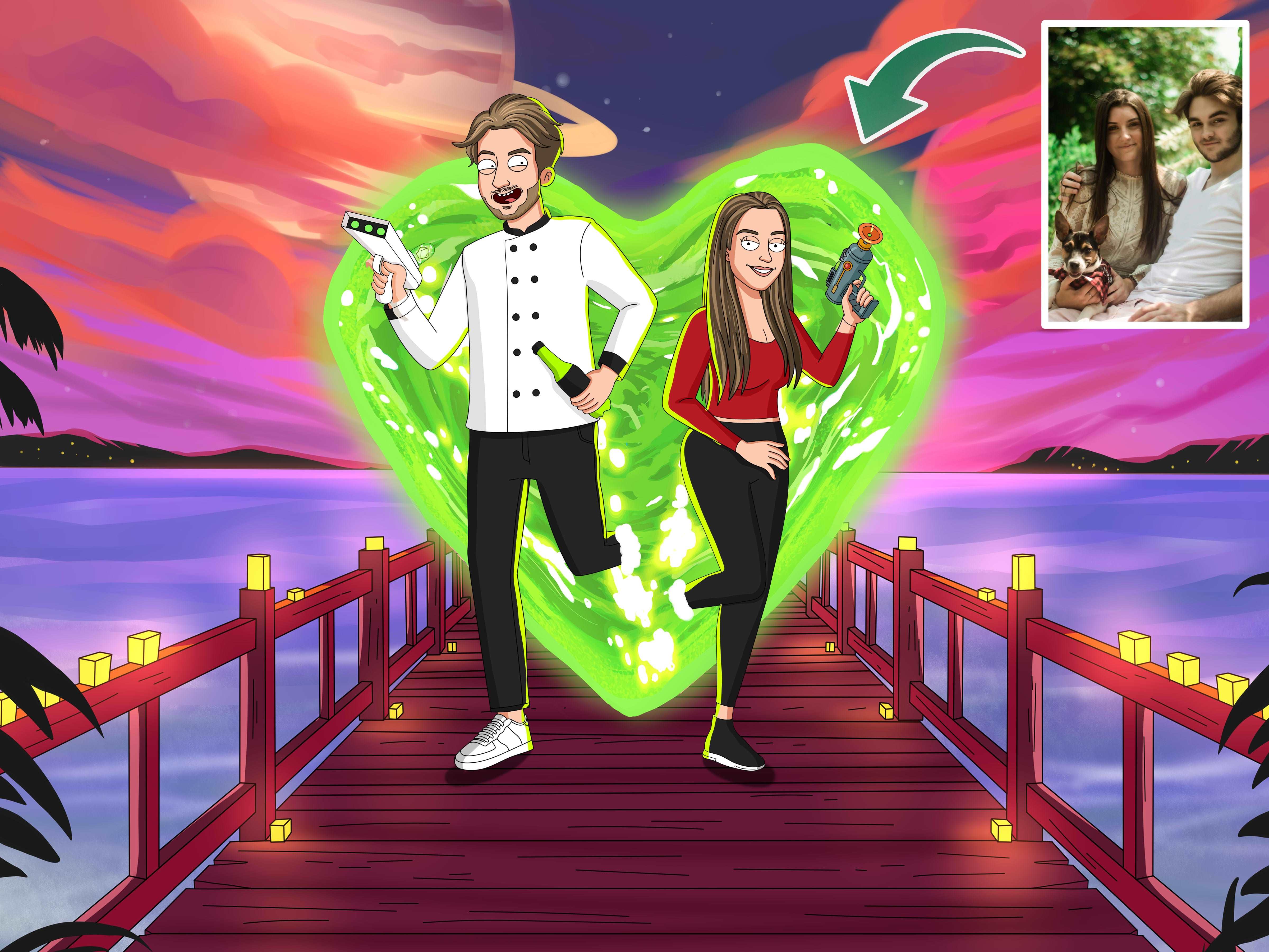 Rick and Morty Custom Portrait-Sketch Me Cartoon