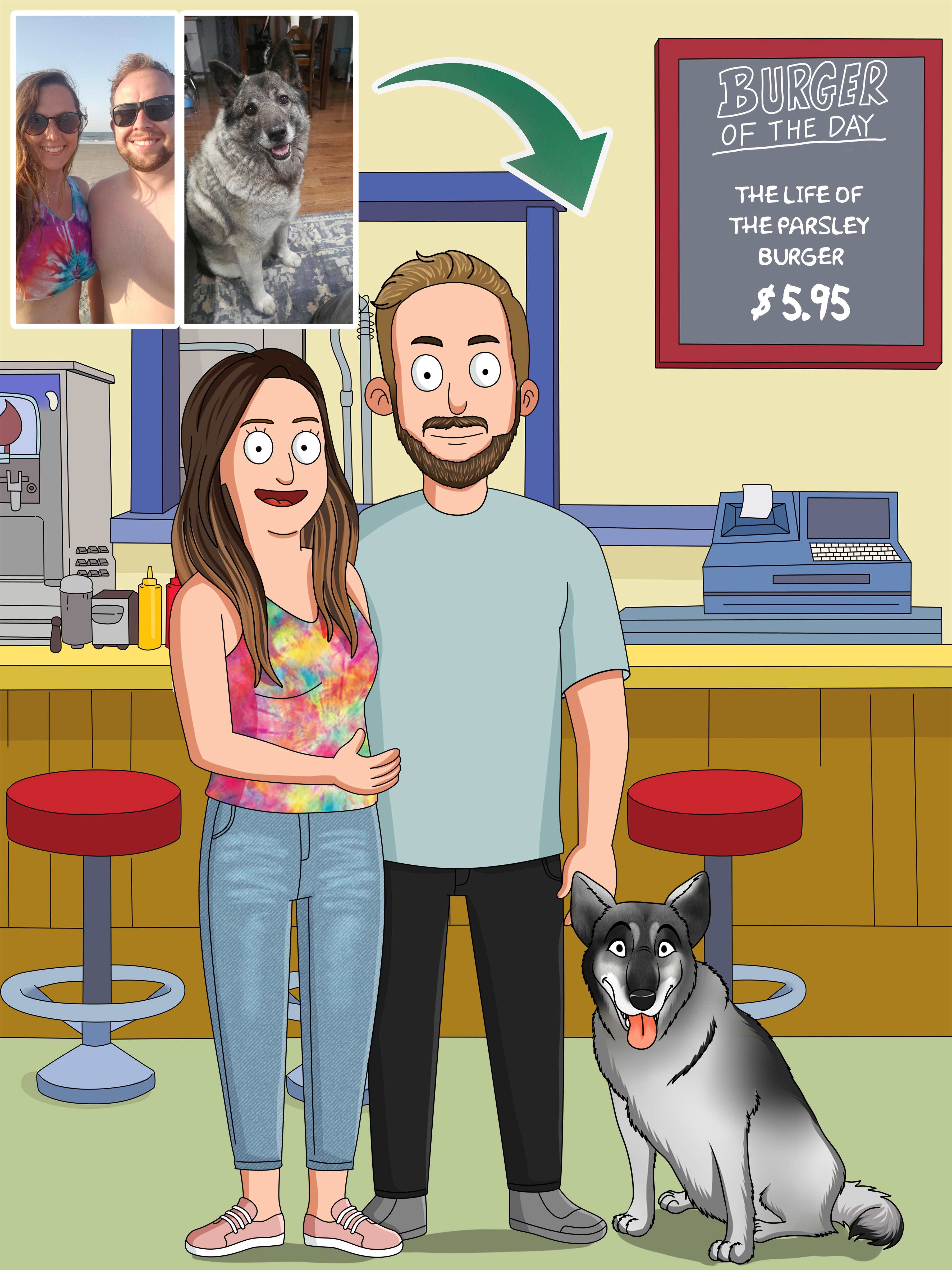 Bobs Burgers Custom Portrait-Sketch Me Cartoon