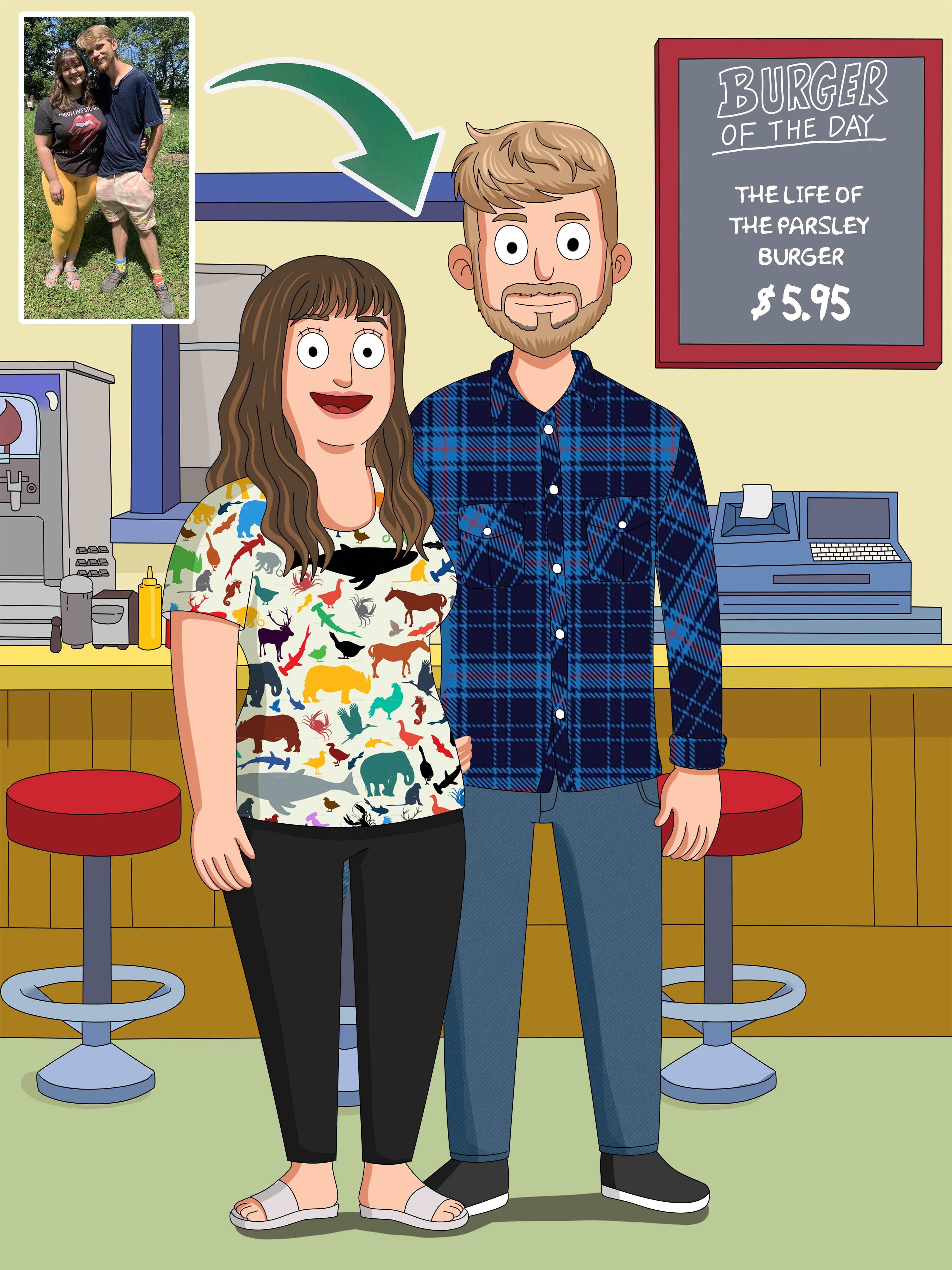 Bobs Burgers Custom Portrait-Sketch Me Cartoon