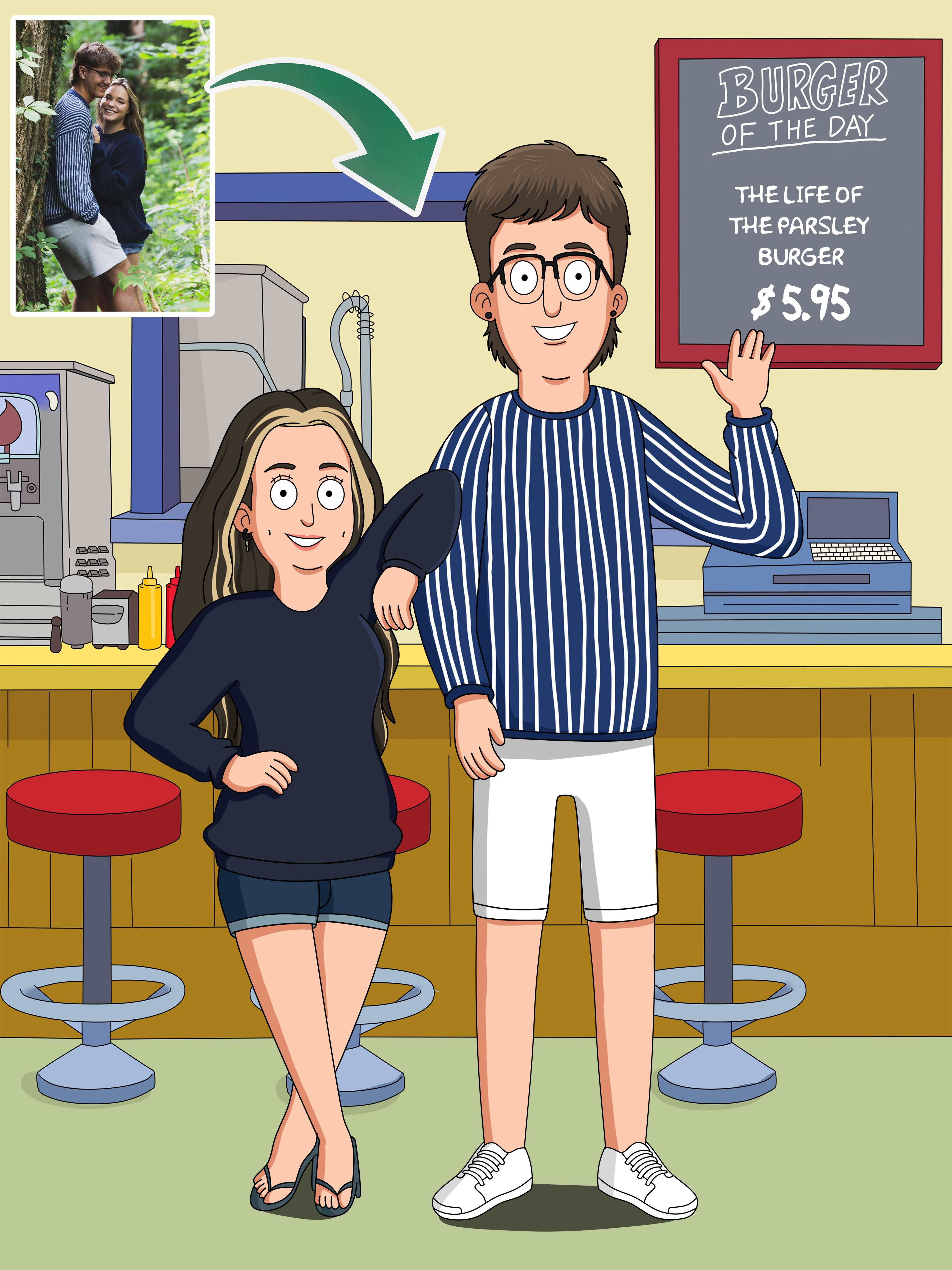 Bobs Burgers Custom Portrait-Sketch Me Cartoon