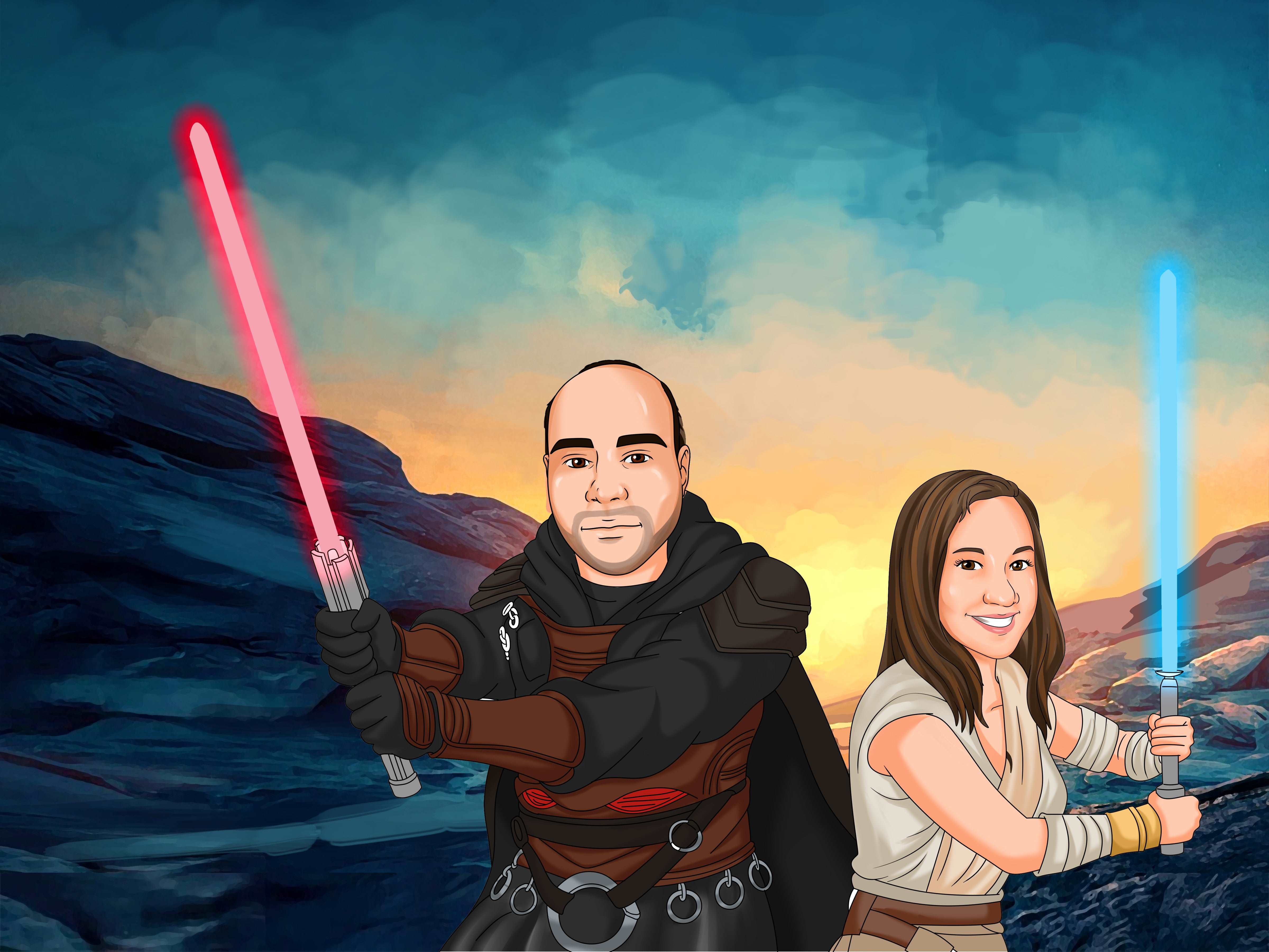 Star Wars Custom Portrait Half Body-Sketch Me Cartoon