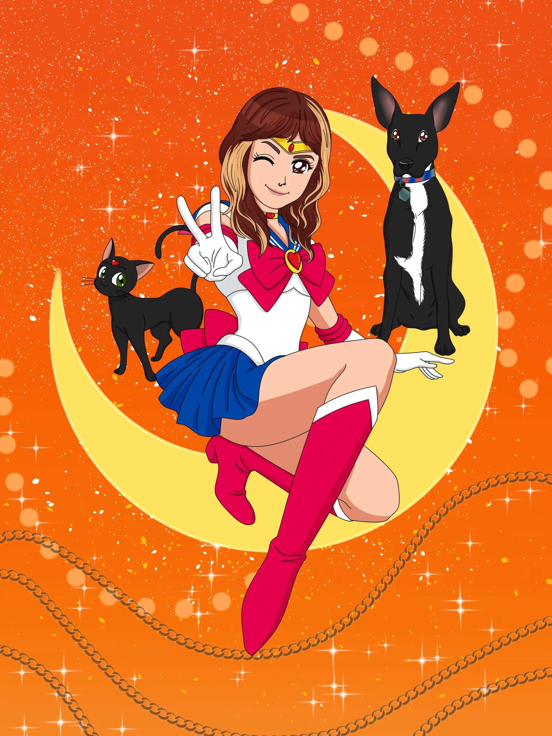 Sailor Moon Custom Portrait-Sketch Me Cartoon