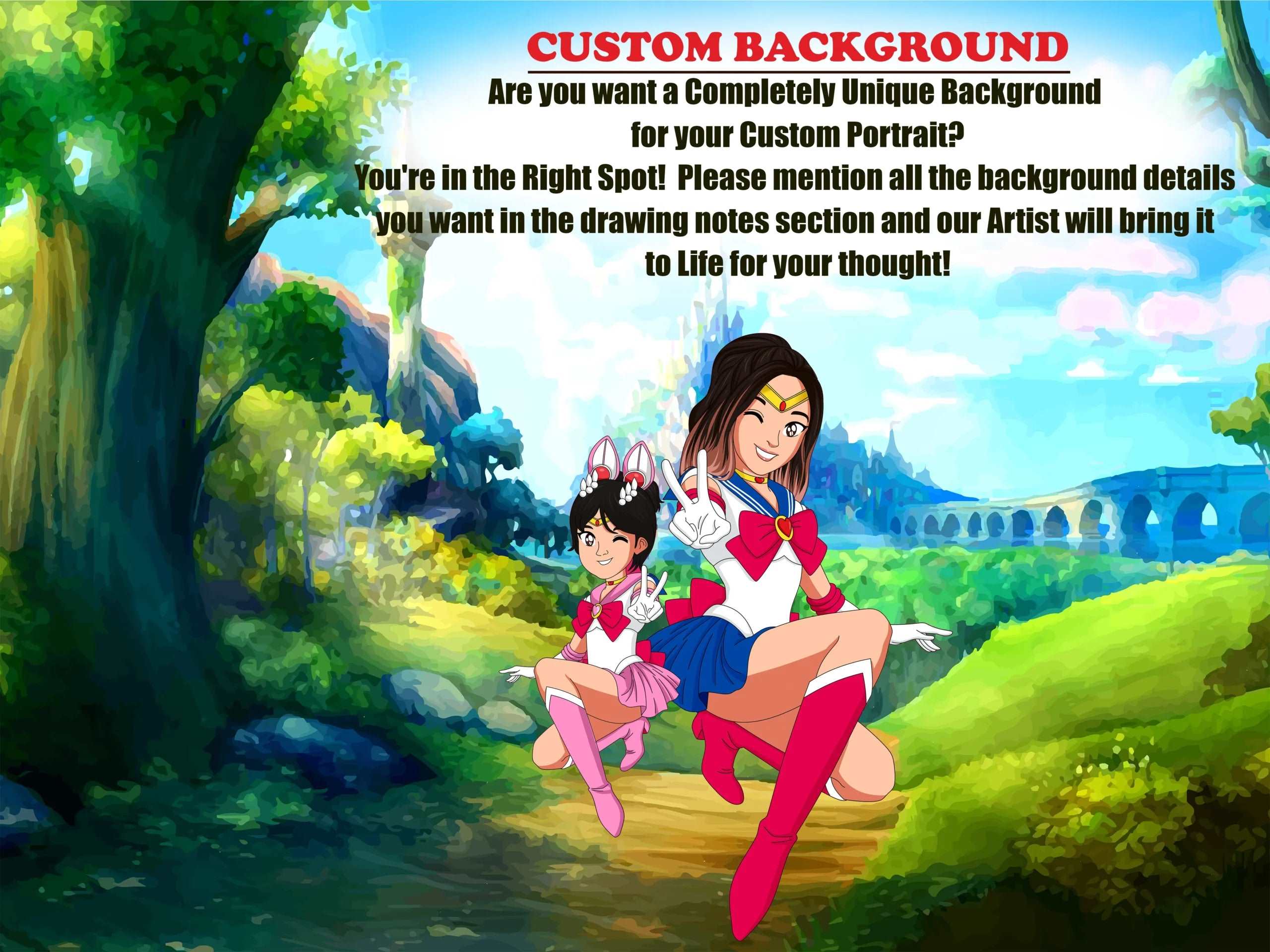 Sailor Moon Custom Portrait-Sketch Me Cartoon