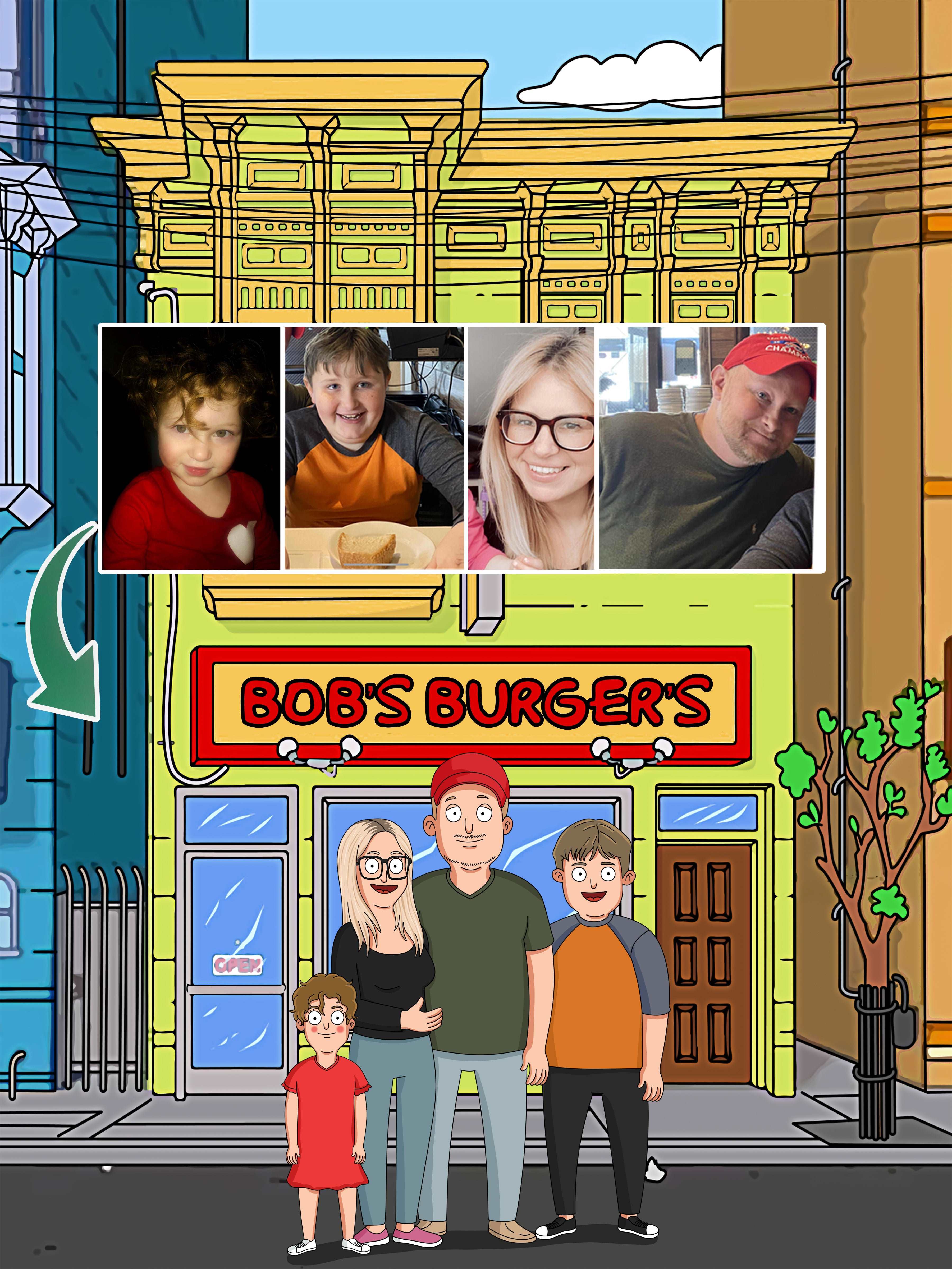 Bobs Burgers Custom Portrait-Sketch Me Cartoon