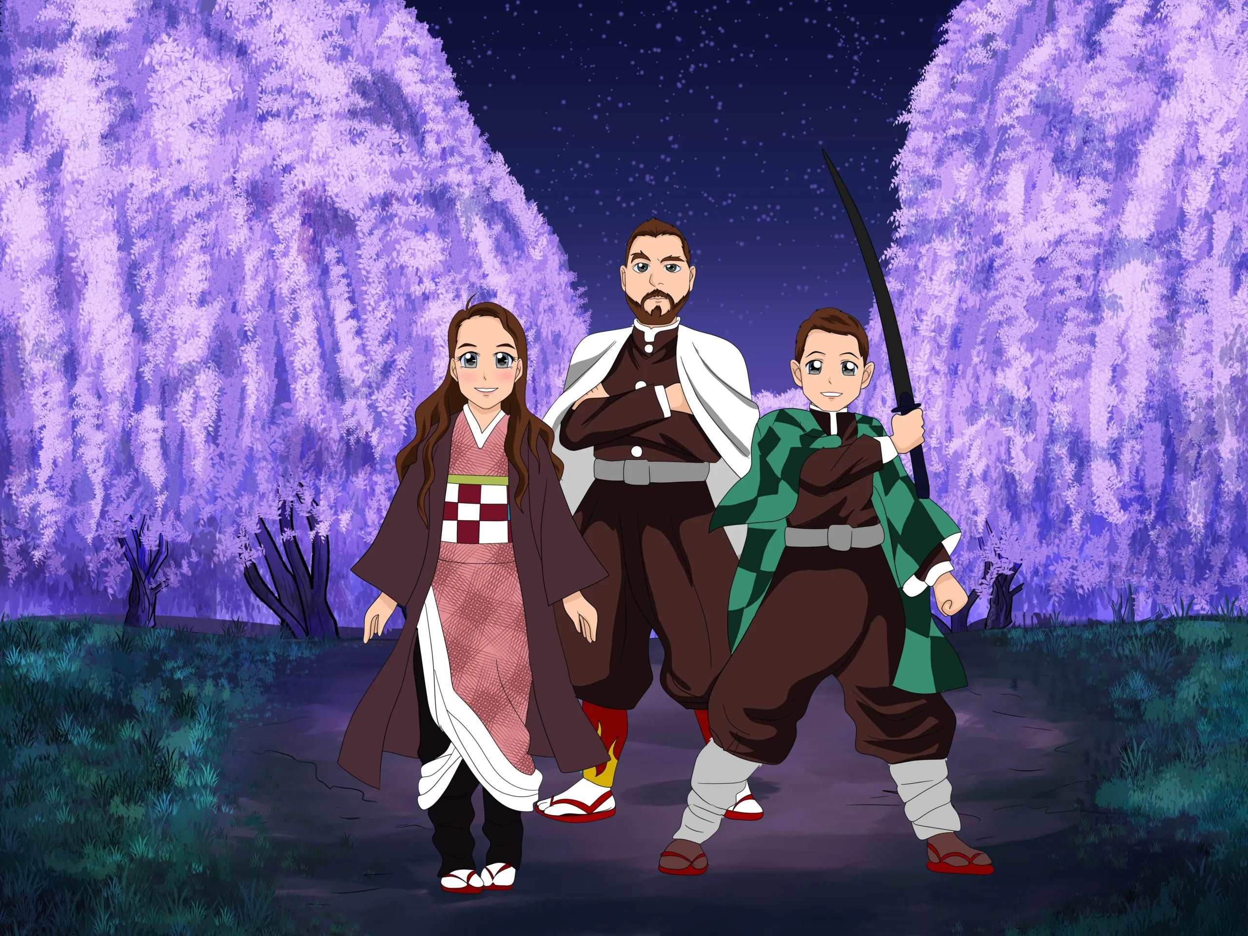 Demon Slayer Custom Portrait-Sketch Me Cartoon