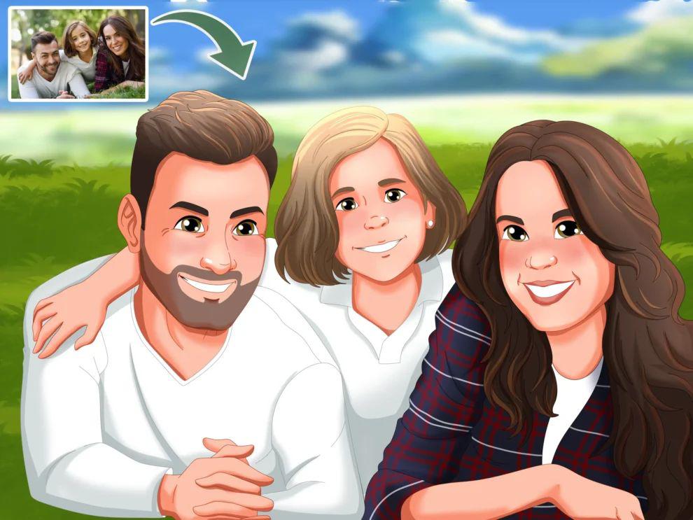 Human and Pet Portrait-Sketch Me Cartoon